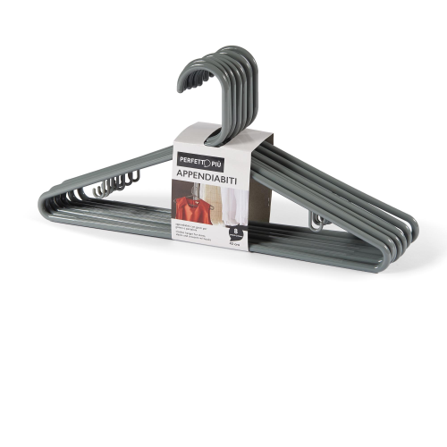 PERFETTO ATTACCAPANNI IN PLASTICA 42 CM CENERE CONF 8 Pz.